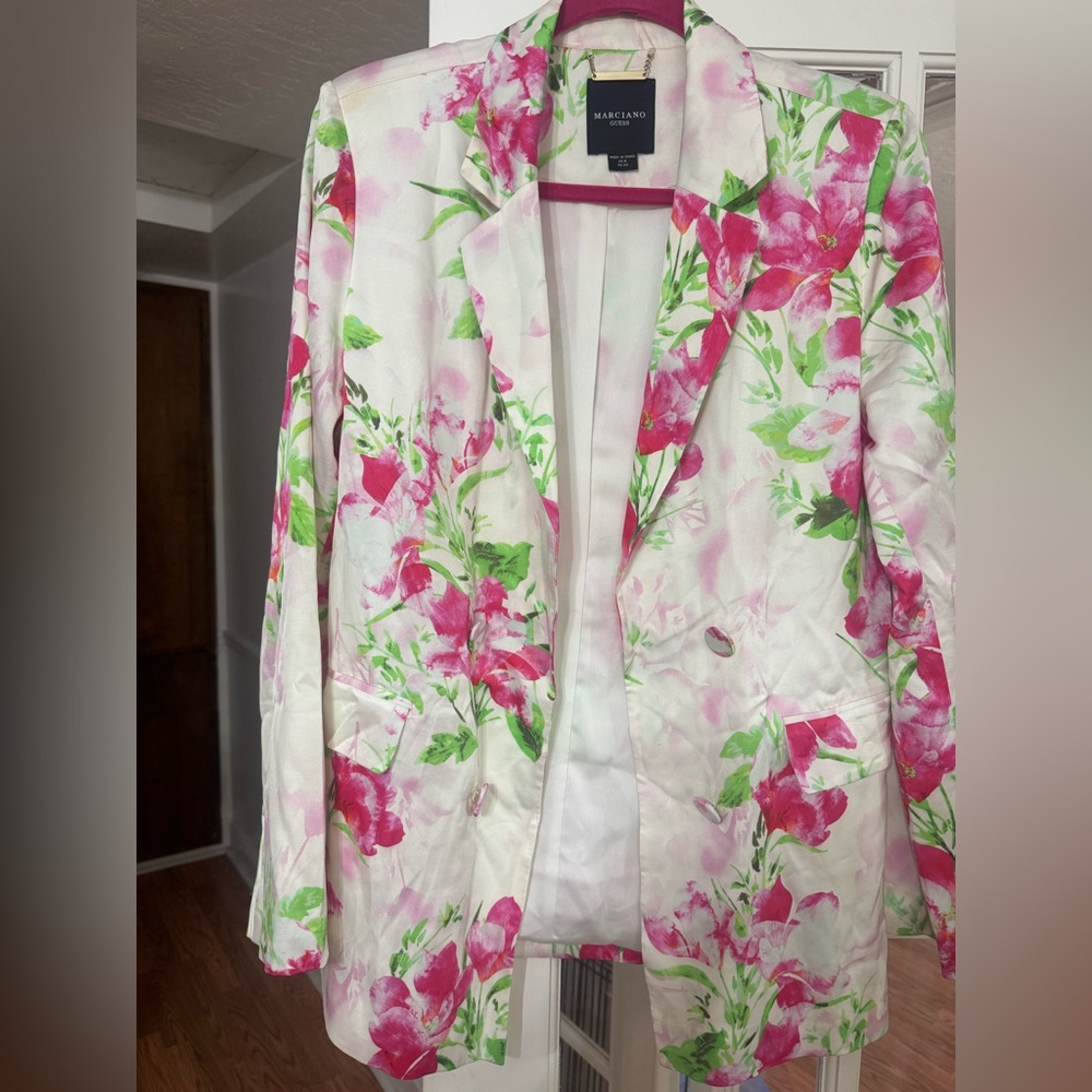 Marciano Women's Floral Blazer - Pink and Green